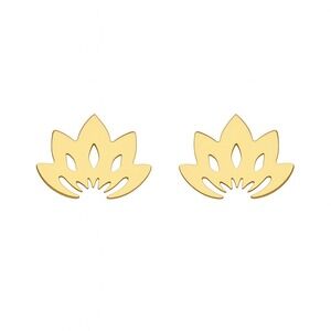 Gold Lotus Flower Earrings Studs‎ Minimalist Jewelry Women Gift Stainless Steel